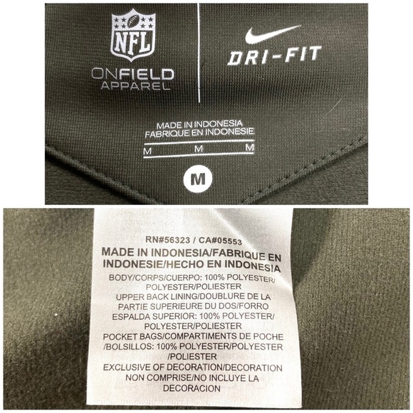 Nike NFL ONFIELD Jets Camo Pocket Half Zip Pullover Jersey Shirt Military Green - Picture 7 of 10